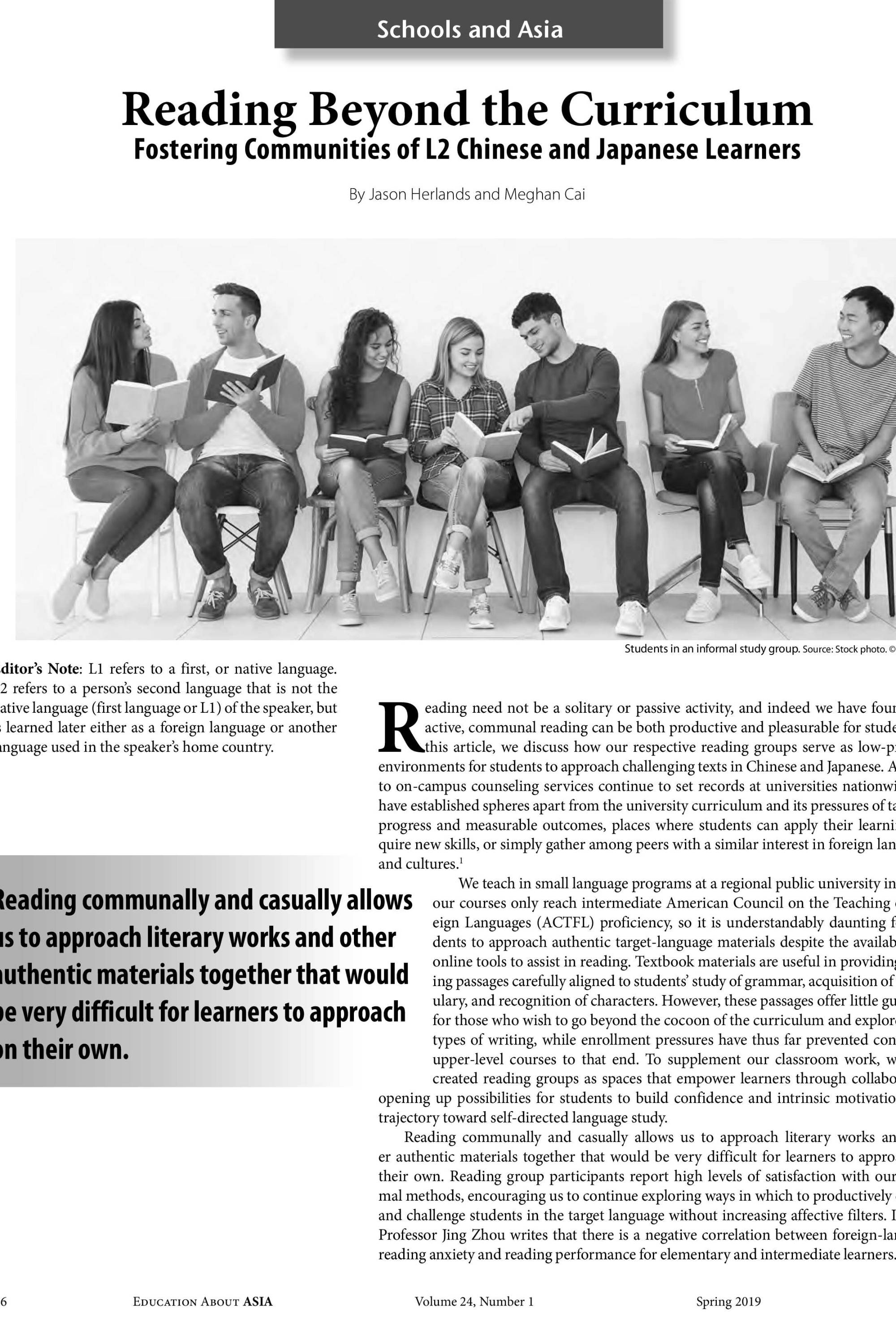 Reading Beyond the Curriculum: Fostering Communities of L2 Chinese and Japanese learners